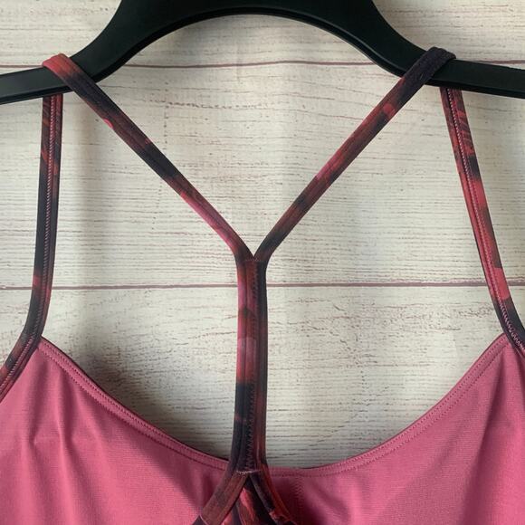 Lululemon Flow Y Bra Intensity Pink Blossom Multi with Pads Nulu Size 12 - Picture 5 of 15